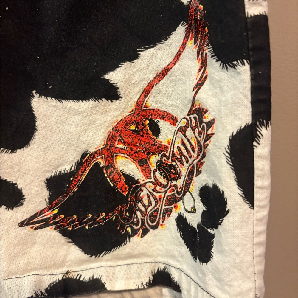 Vintage Rare 90’s Aerosmith Band Promo By Giant Cow Print Shorts - Picture 4 of 5